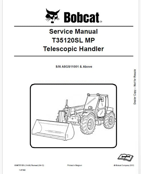 Bobcat T35120SL MP Telescopic Handler Pdf Repair and Service Manual (Pb no. 6986767-EN)