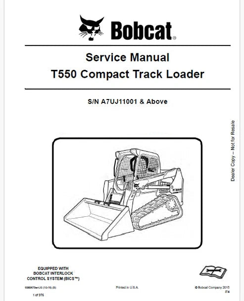 Bobcat T550 Compact Track Loader Pdf Repair and Service Manual (Pb no. 6989679enUS)
