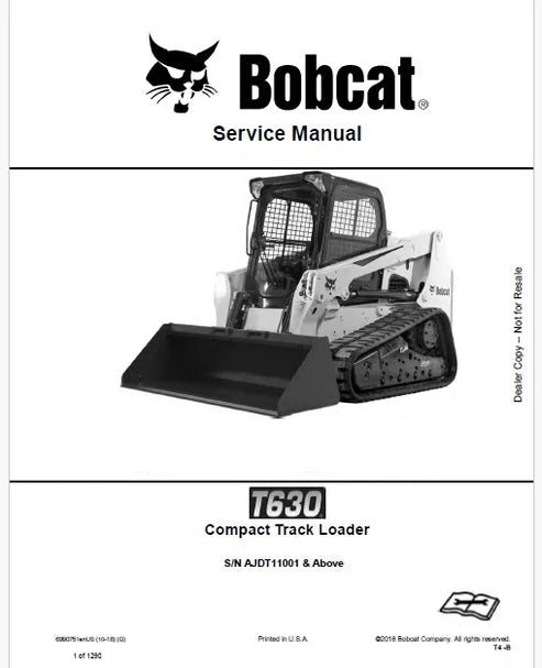 Bobcat T630 Compact Track Loader Pdf Repair and Service Manual (Pb no. 6990751enUS)