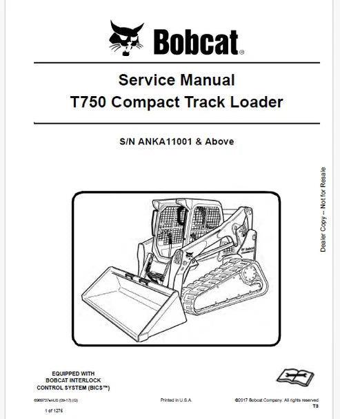 Bobcat T750 Compact Track Loader Pdf Repair and Service Manual (Pb no. 6989737enUS)
