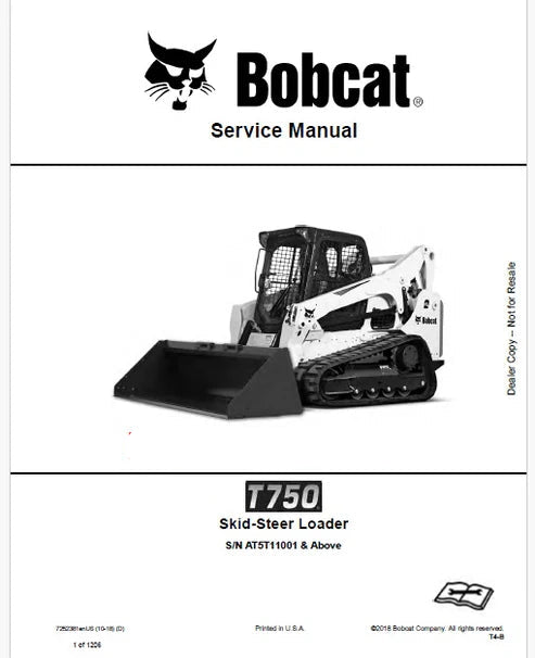 Bobcat T750 Compact Track Loader Pdf Repair and Service Manual (Pb no. 7252381enUS)