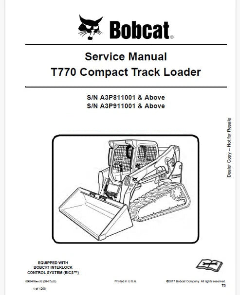 Bobcat T770 Compact Track Loader Pdf Repair and Service Manual (Pb no. 6989476enUS)