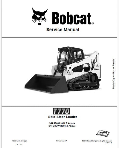 Bobcat T770 Compact Track Loader Pdf Repair and Service Manual (Pb no. 7252384enUS)
