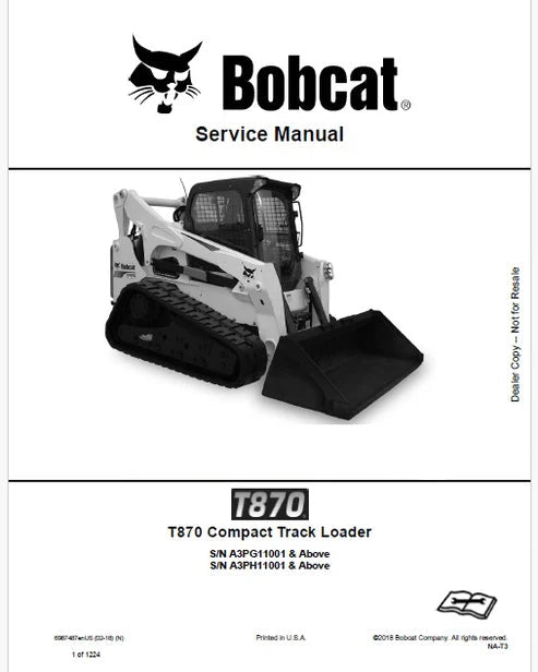 Bobcat T870 Compact Track Loader Pdf Repair and Service Manual (Pb no. 6987487enUS)