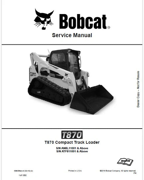 Bobcat T870 Compact Track Loader Pdf Repair and Service Manual (Pb no. 6990269enUS)