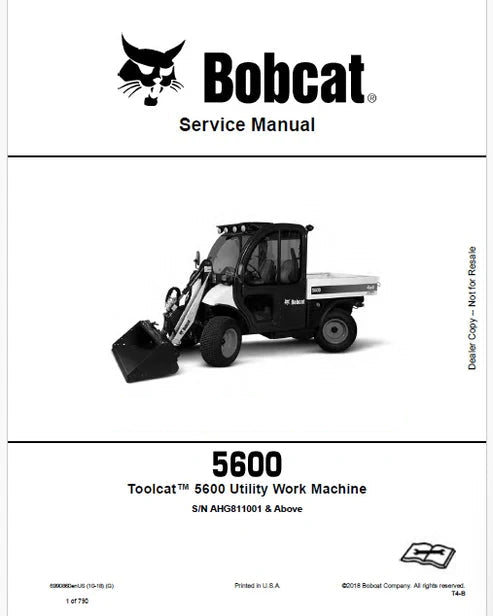 Bobcat Toolcat 5600 Utility Work Machine Pdf Repair and Service Manual (Pb no. 6990860enUS)