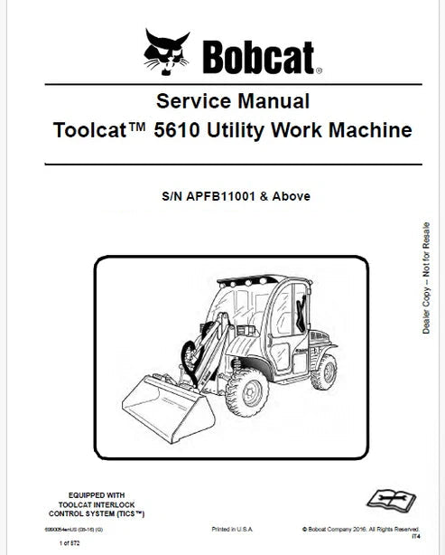 Bobcat Toolcat 5610 Utility Work Machine Pdf Repair and Service Manual (Pb no. 6990054enUS)
