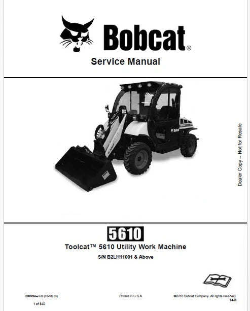 Bobcat Toolcat 5610 Utility Work Machine Pdf Repair and Service Manual (Pb no. 6990864enUS)