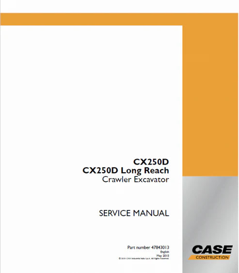 Case CX250D and CX250D Long Reach Crawler Excavator LC Version Pdf Repair and Service Manual