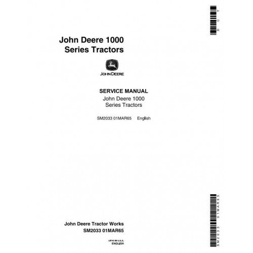 John Deere 1010, 1010RS, 1010RU, 1010RUS Tractor Pdf Technical Service Manual SM2033