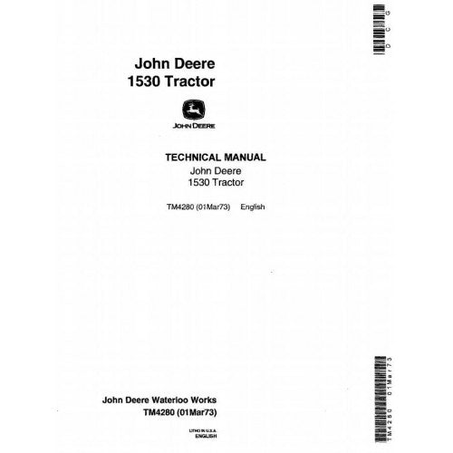 John Deere 1530 Tractor Pdf Technical Service Manual TM4280