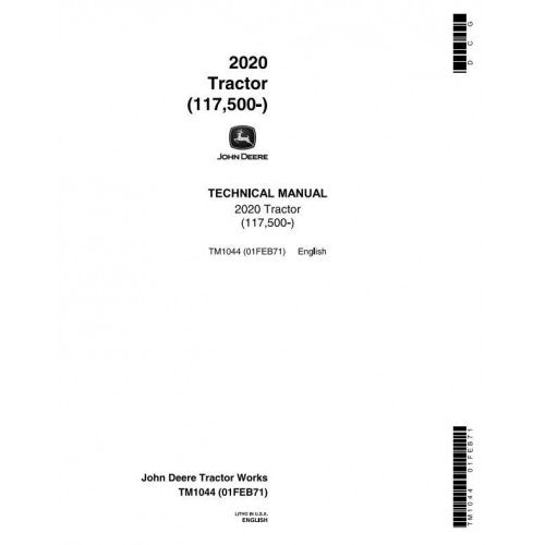 John Deere 2020 Tractor Pdf Technical Service Manual TM1044