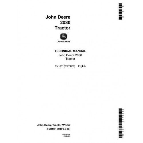 John Deere 2030 Utility Tractor Pdf Technical Service Manual TM1051