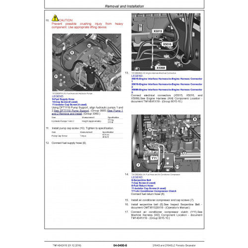 John Deere 2154G, 2154GLC Forestry Excavator Pdf Technical Repair Service Manual TM14042X19 2