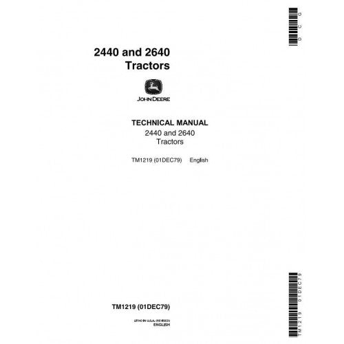 John Deere 2440, 2640 Tractors Pdf Technical Service Manual TM1219