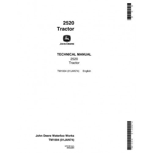 John Deere 2520 Row Crop and Hi-Crop Tractor Pdf Technical Service Manual TM1004