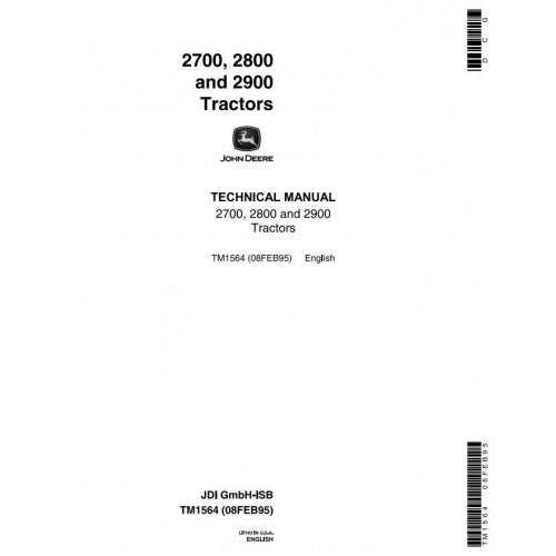 John Deere 2700, 2800, 2900 Tractors Pdf Technical Service Manual TM1564