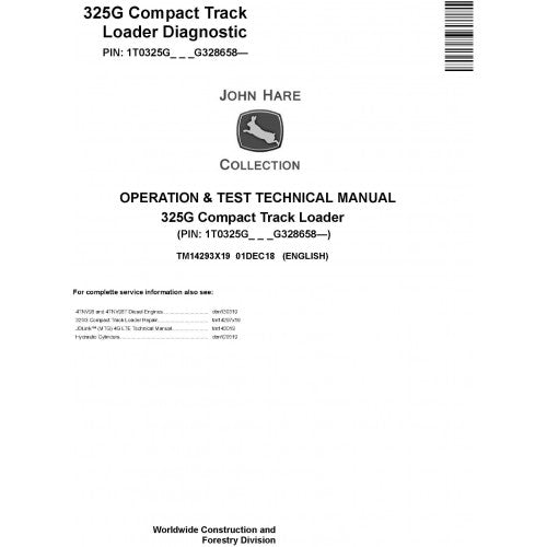 John Deere 325G Compact Track Loader Pdf Diagnostic, Operation and Tests Service Manual TM14293X19