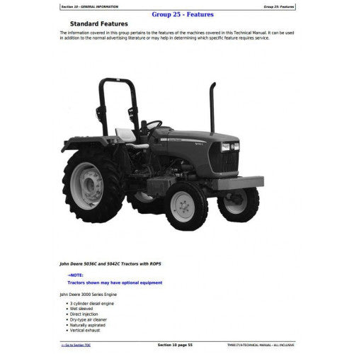 John Deere 5036C, 5042C Tractor Pdf Technical Repair Manual TM901719 2