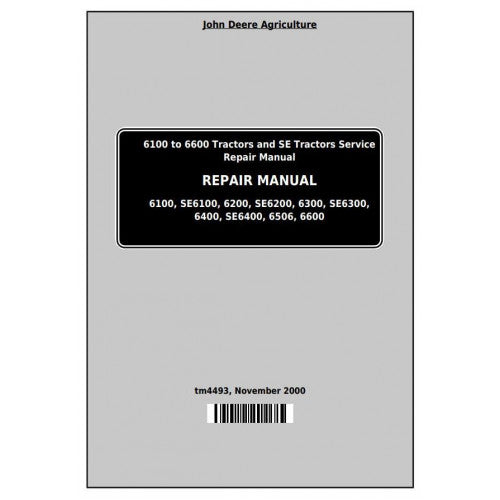 John Deere 6100, 6200, 6300, 6400, 6506, 6600 Tractor Pdf Technical Repair Manual TM411019