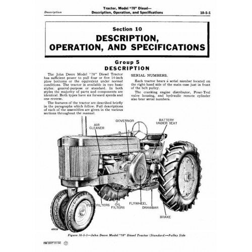 John Deere 70 Diesel Tractor Pdf Technical Service Manual SM2017