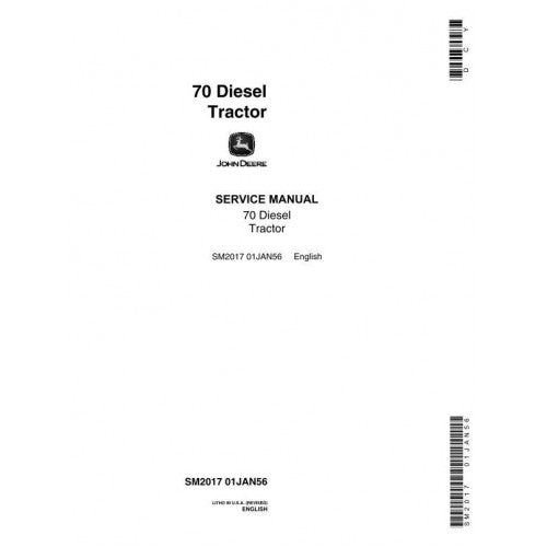 John Deere 70 Diesel Tractor Pdf Technical Service Manual SM2017
