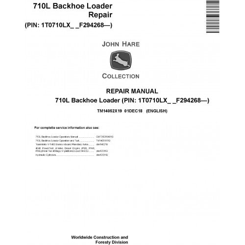 John Deere 710L Backhoe Loader Pdf Technical Repair Service Manual TM14052X19