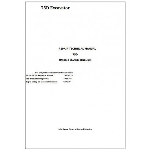 John Deere 75D Excavator Pdf Technical Repair Service Manual TM10749