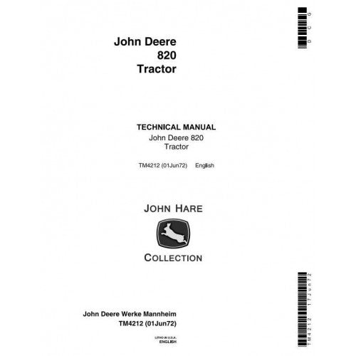 John Deere 820 Tractor Pdf Technical Service Manual TM4212