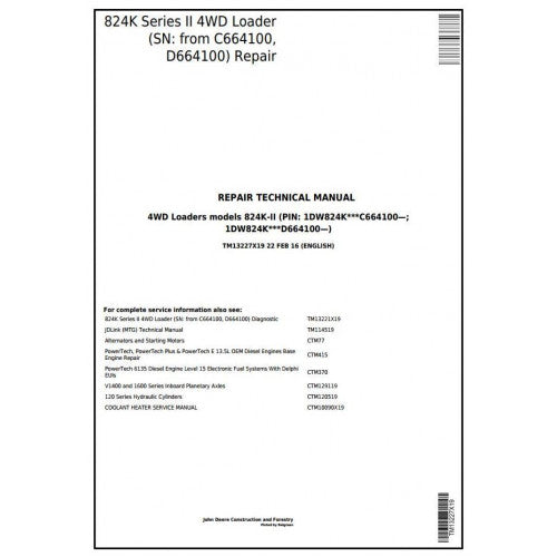 John Deere 824K Series II 4WD Loader Service Repair Manual TM13227X19