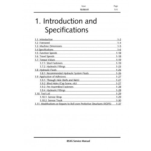 John Deere 853G Feller Buncher Pdf Technical Repair Service Manual TM1889