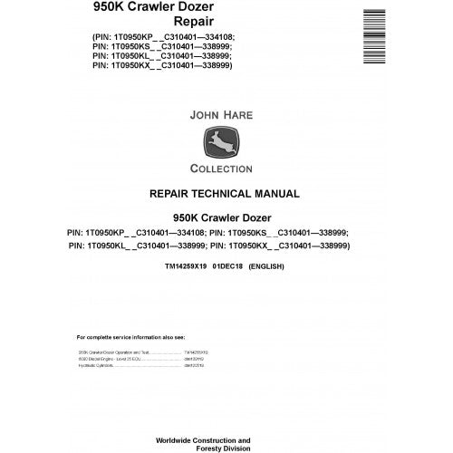 John Deere 950K Crawler Dozer Pdf Technical Repair Service Manual TM14259X19
