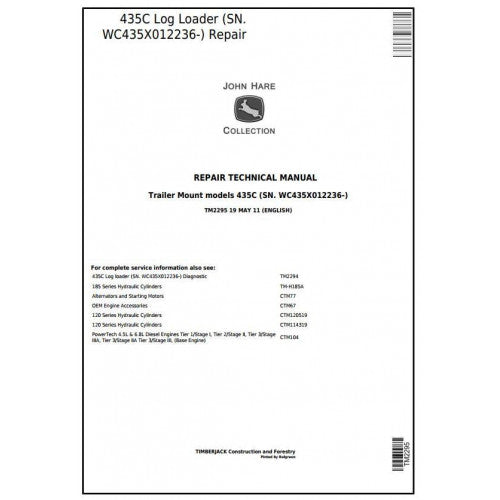 John Deere Timberjack 435C Trailer Mount Log Loader Pdf Technical Repair Service Manual TM2295