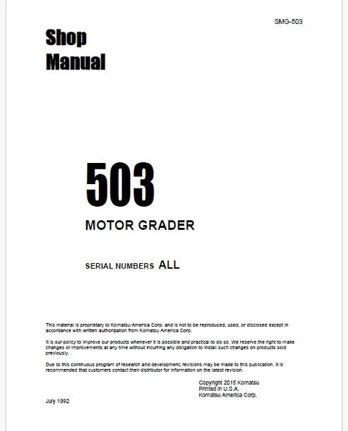 Komatsu 503 Motor Grader Pdf Repair and Service Manual