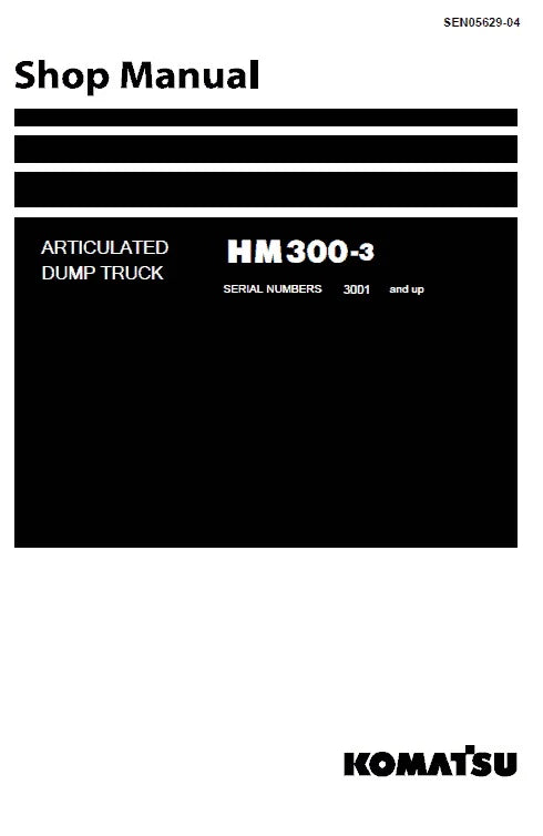 Komatsu HM300-3 Articulated Dump Truck Pdf Repair and Service Manual