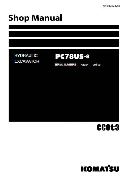 Komatsu PC78US-8 Hydraulic Excavator ecot3 Pdf Repair and Service Manual