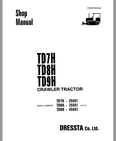 Komatsu TD9H Crawler Tractor/Bulldozer Pdf Repair and Service Manual Sn 45501 and UP