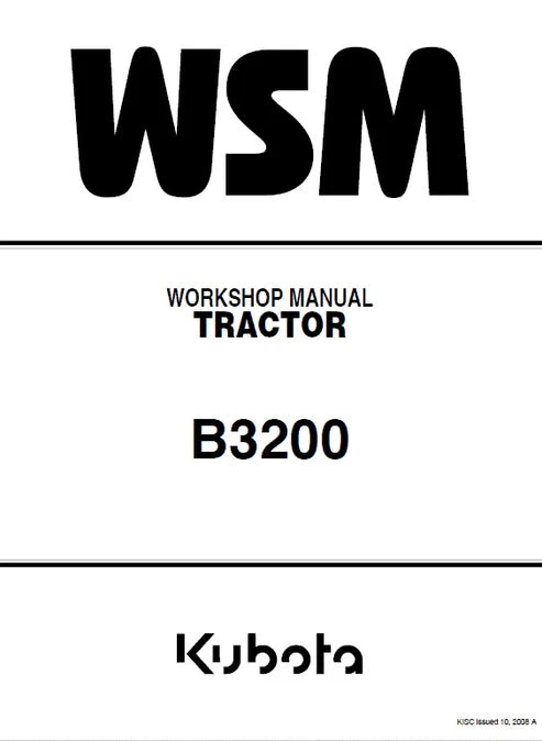 Kubota B3200 Tractor Pdf Repair and Service Manual