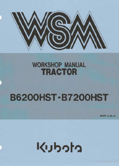 Kubota B6200HST, B7200HST Tractor Pdf Repair and Service Manual