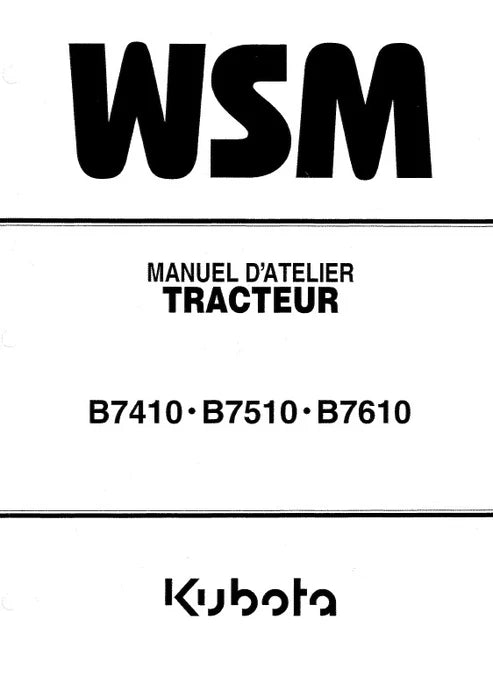Kubota B7410, B7510, B7610 Tractor Pdf Repair and Service Manual