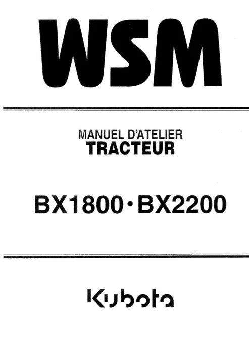 Kubota BX1800, BX2200 Tractor Pdf Repair and Service Manual