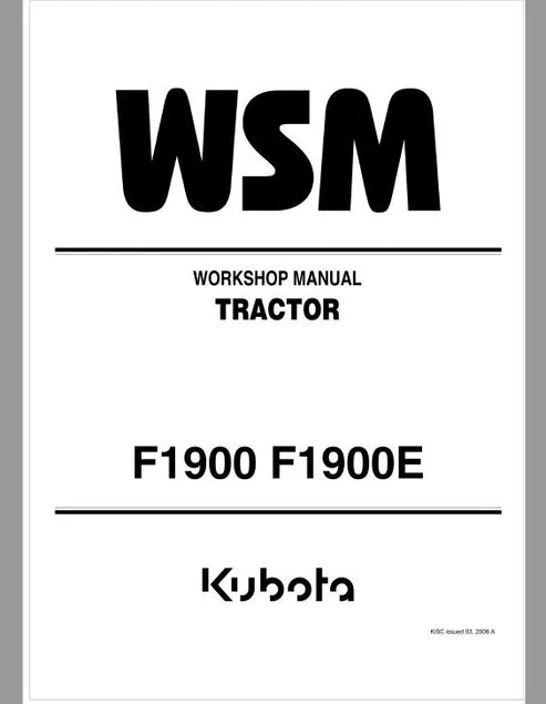 Kubota F1900, F1900E Front Mower Pdf Repair and Service Manual