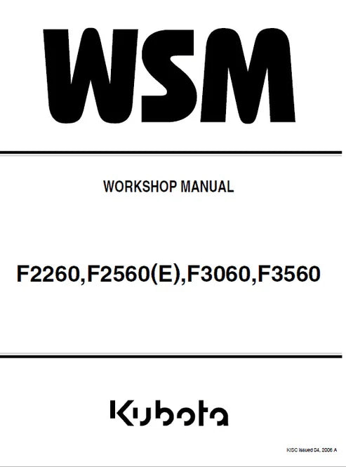 Kubota F2260, F2560, F2560E, F3060, F3560 Front Mower Tractor Pdf Repair and Service Manual