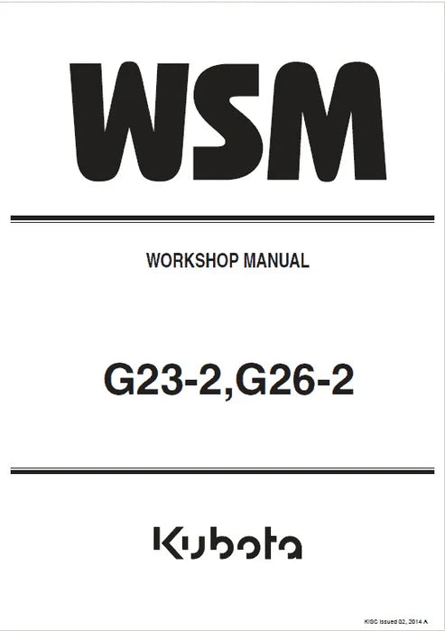 Kubota G23-2, G26-2 Mower Lawn Garden Tractor Pdf Repair and Service Manual