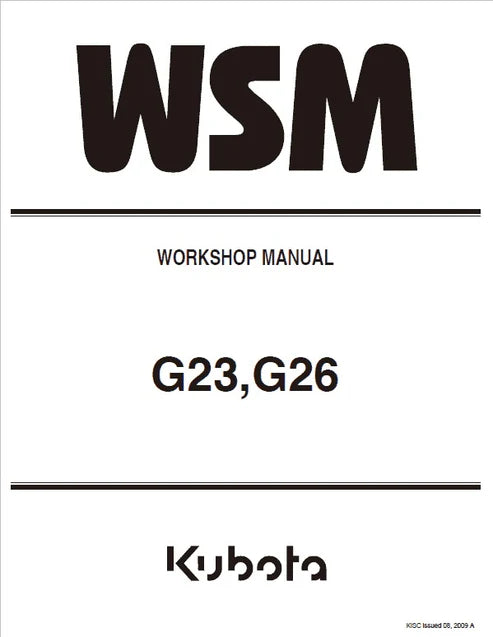 Kubota G23, G26 Mower Lawn Garden Tractor Pdf Repair and Service Manual