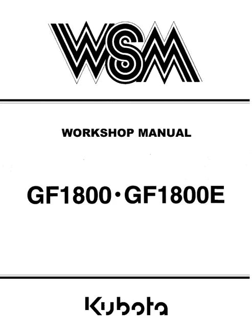Kubota GF1800, GF1800E Mower Lawn Garden Tractor Pdf Repair and Service Manual