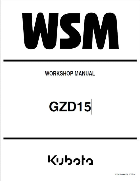 Kubota GZD15 Zero Turn Mower Lawn Garden Tractor Pdf Repair and Service Manual