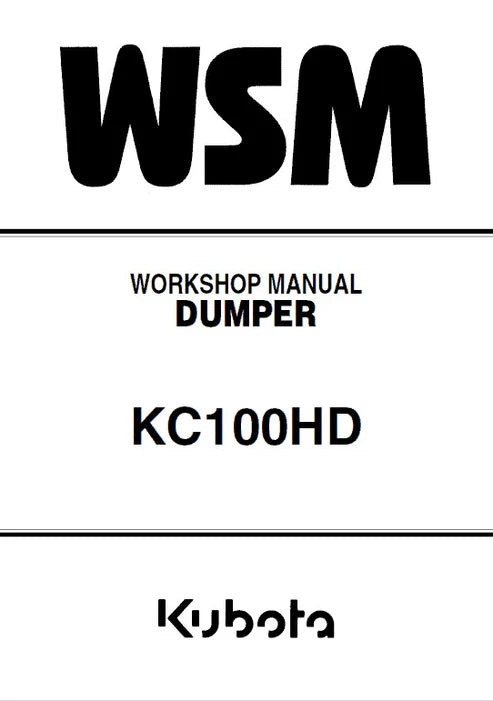 Kubota KC100HD Dumper Pdf Repair and Service Manual