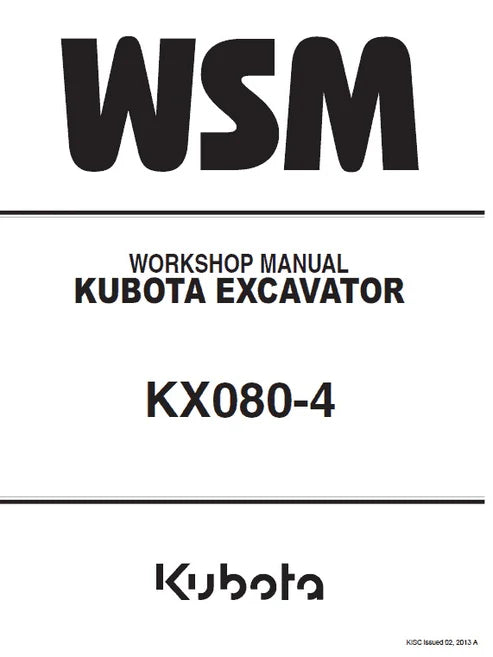 Kubota KX080-4 Excavator Pdf Repair and Service Manual