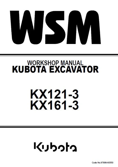 Kubota KX121-3, KX161-3 Excavator Pdf Repair and Service Manual